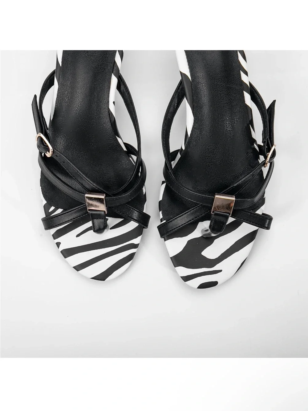 Lahoma Latso Black Zebra Print Kitten Heel Sandals